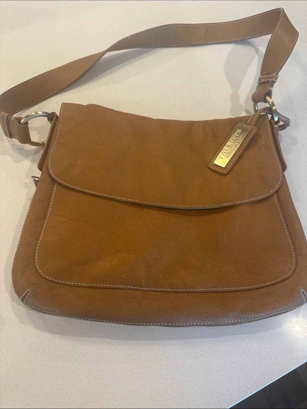 Talbot Brand Tan Leather Flap Shoulder Bag